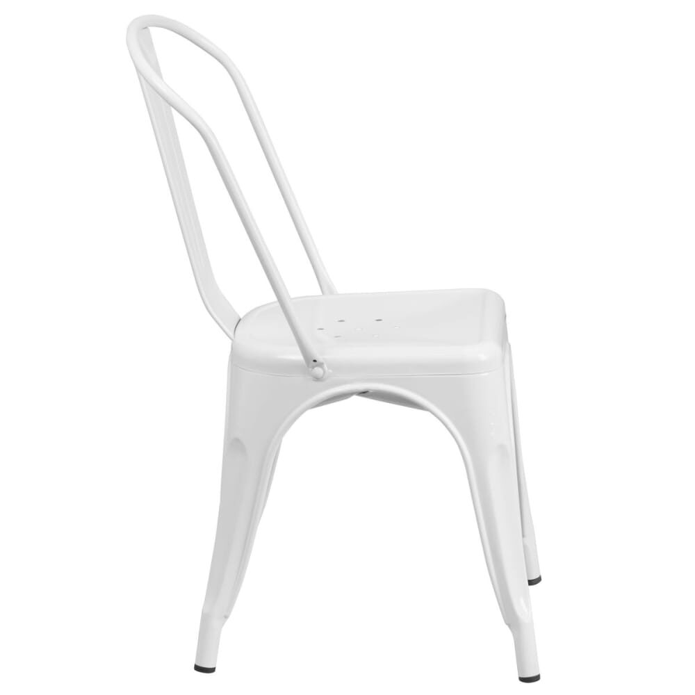 White Finish Bistro-Style Metal Chair