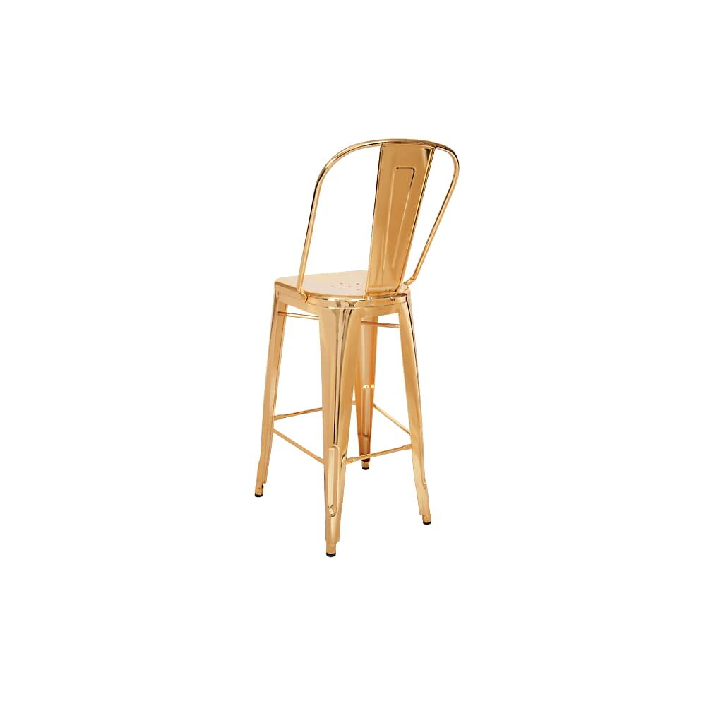 Gold Finish Bistro-Style Metal Bar Stool