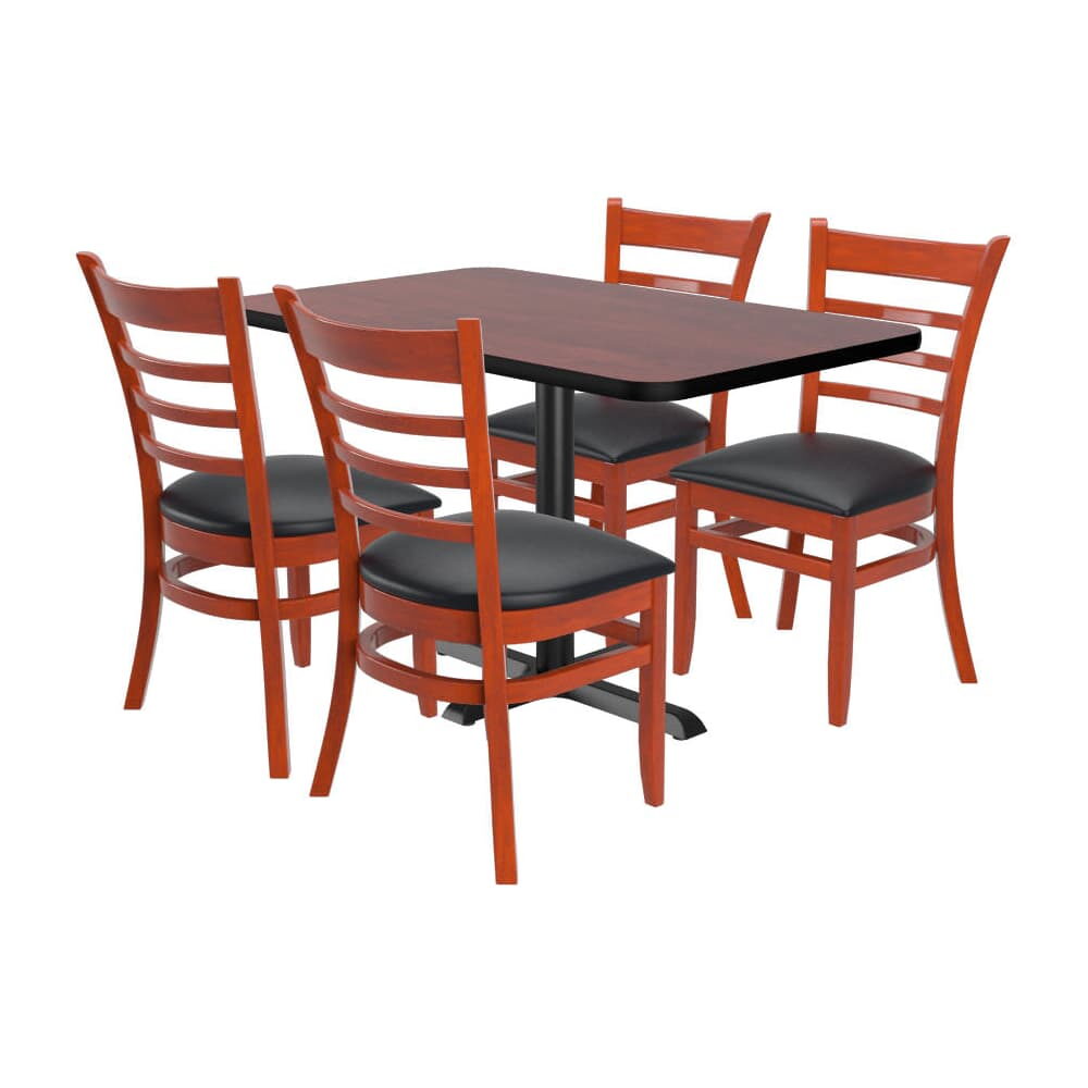 Rectangle Reversible Table and 4 Ladder-Back Wood Chair Set