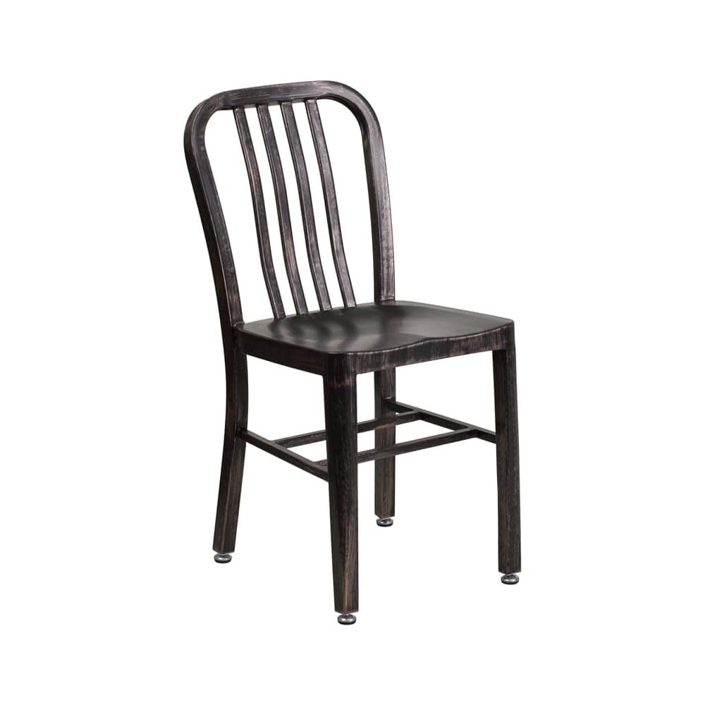 Distressed Black Finish Metal Chair