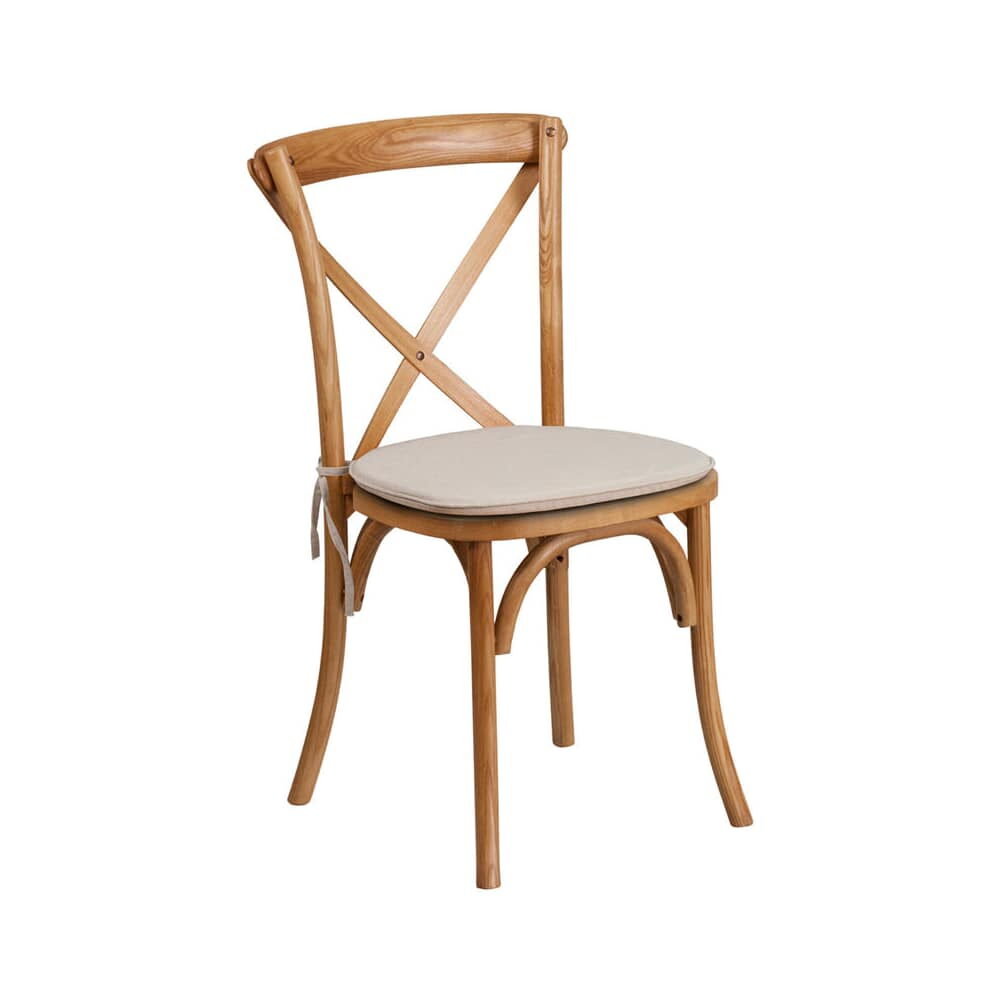 Cushioned Seat X-Back Stackable Wood Chair