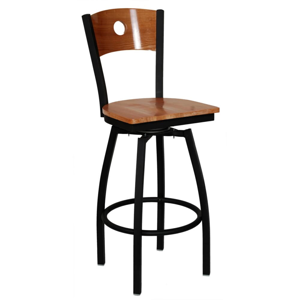 Swivel Metal Interchangeable Back Bar Stool with a Circled Back