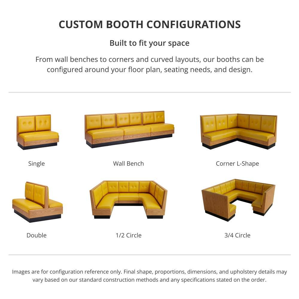 2 Panels Upholstered Back Wood Booth