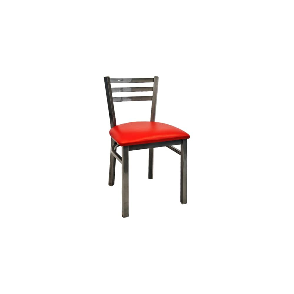 Ladder-Back Light Silver Metal Chair with 3 Slats