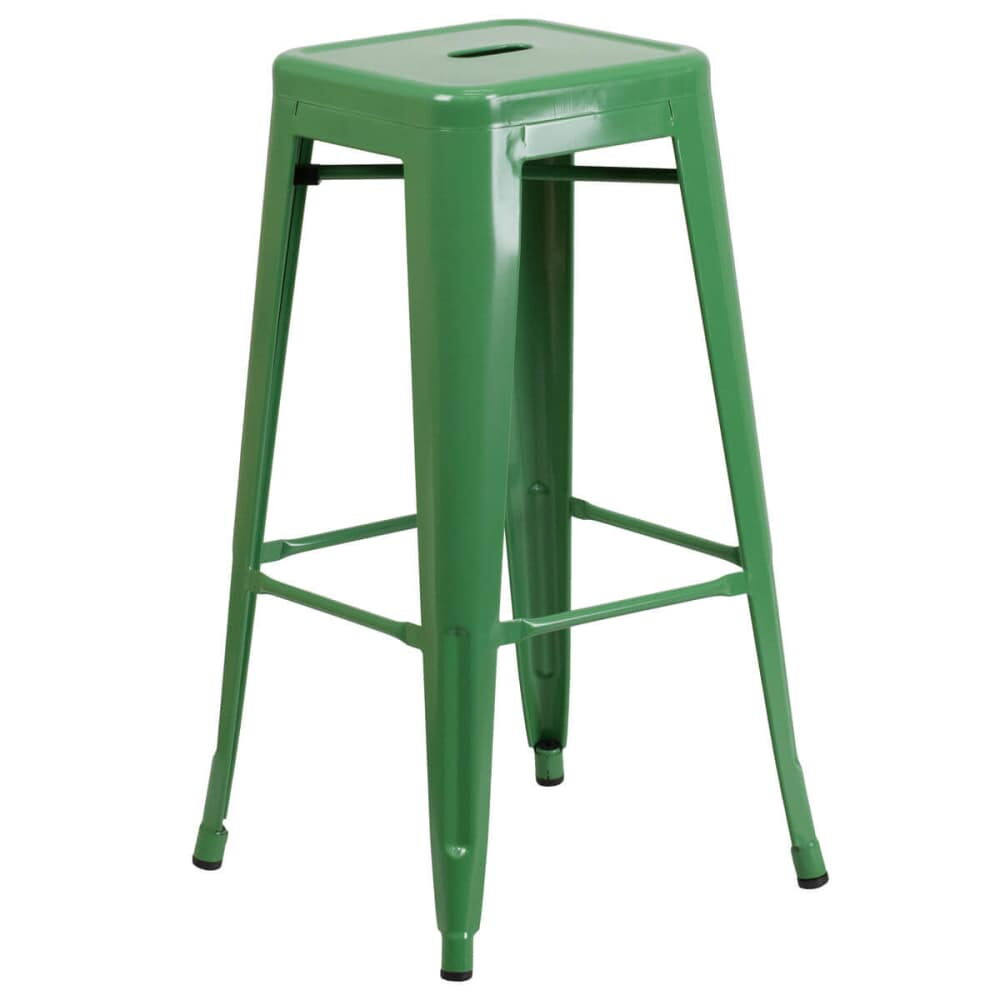 Green Bar Stool, Backless Bistro-Style