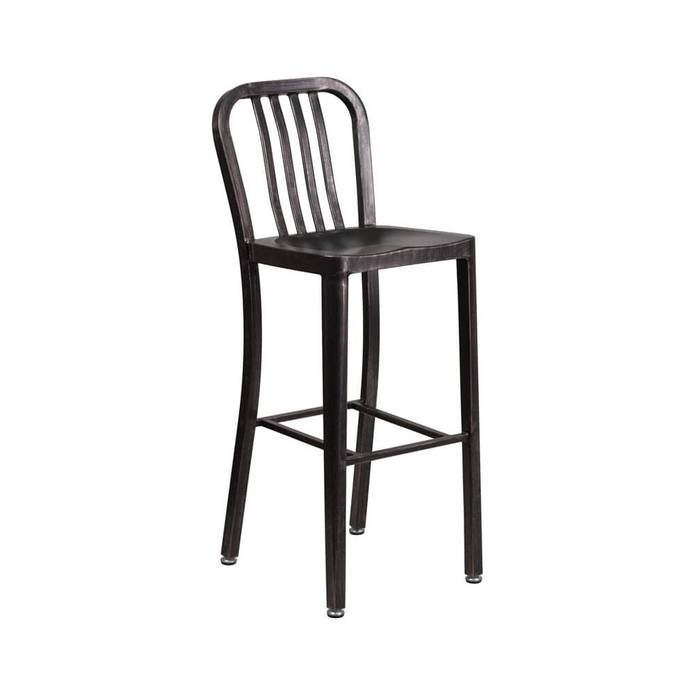 Distressed Black Finish Metal Bar Stool