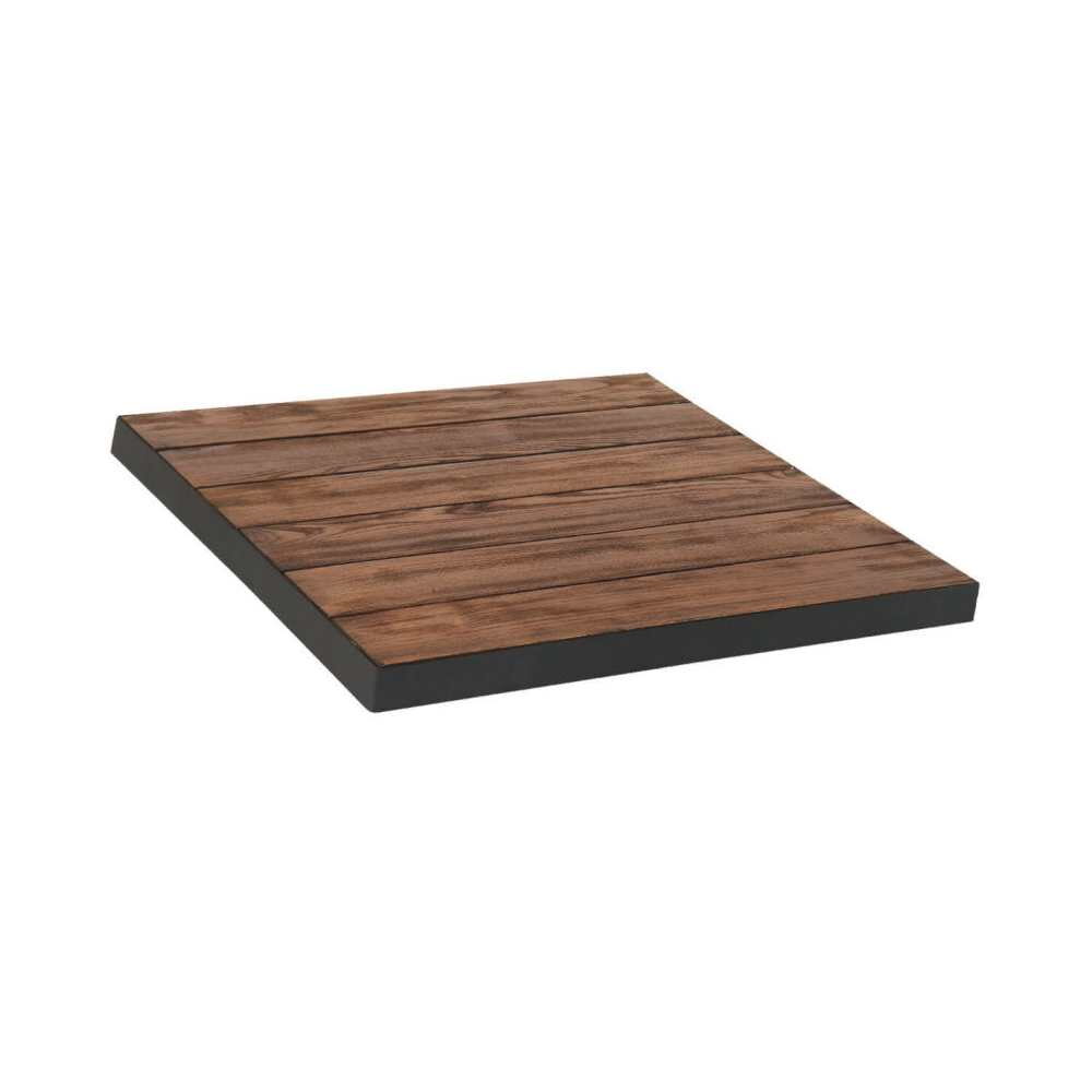 Metal Edge Teak Wood Table Top