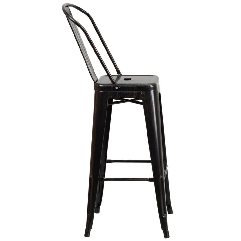 Antique Black and Gold Metal Bistro-Style Bar Stool
