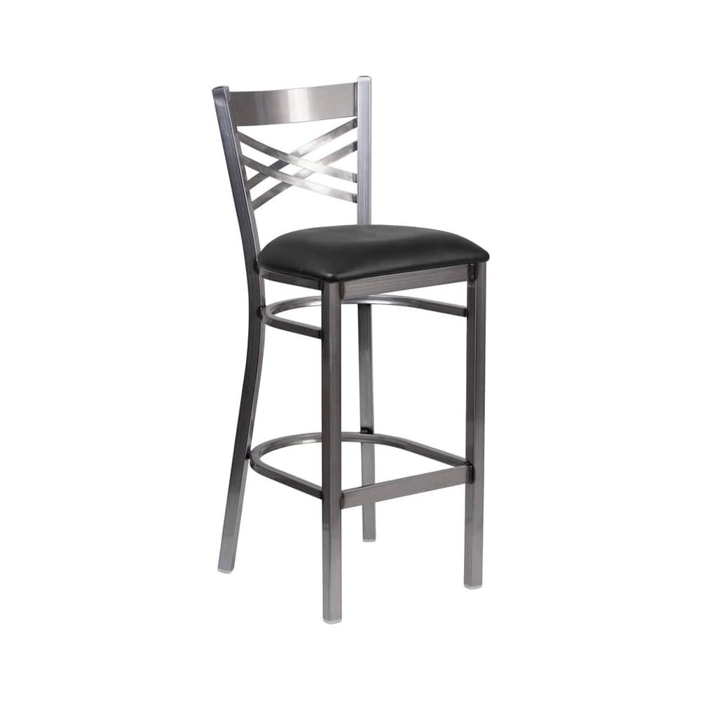 X-Back Clear Coated Metal Bar Stool