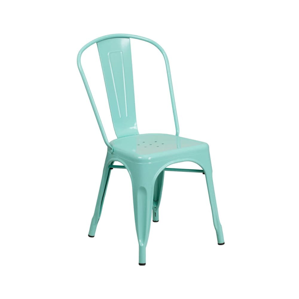 Light Blue Bistro-Style Metal Chair