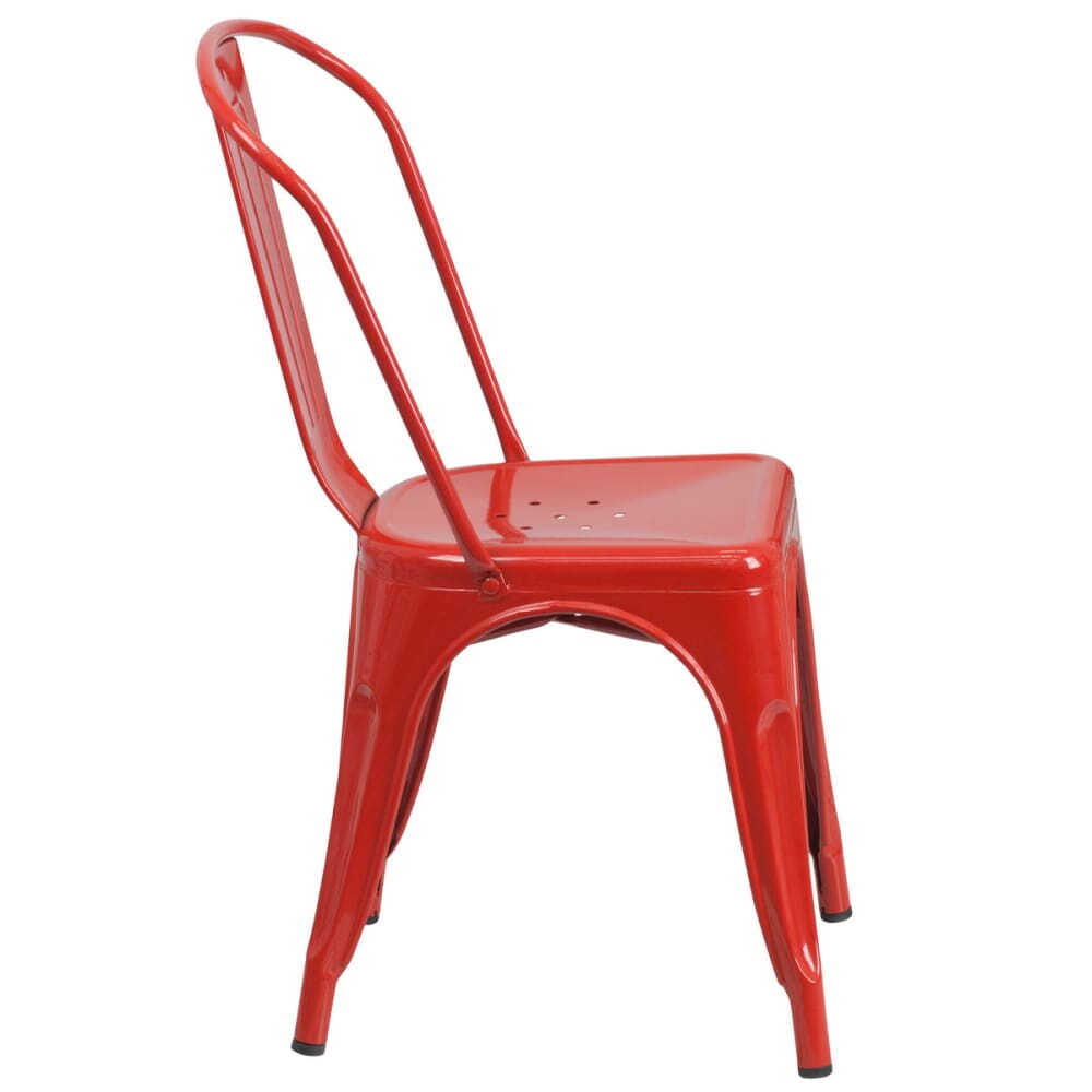 Red Finish Bistro-Style Metal Chair