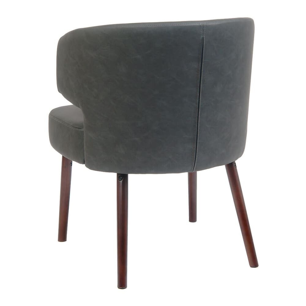 Mahogany Wood Legs Dark Gray Vinyl Lounge Chair