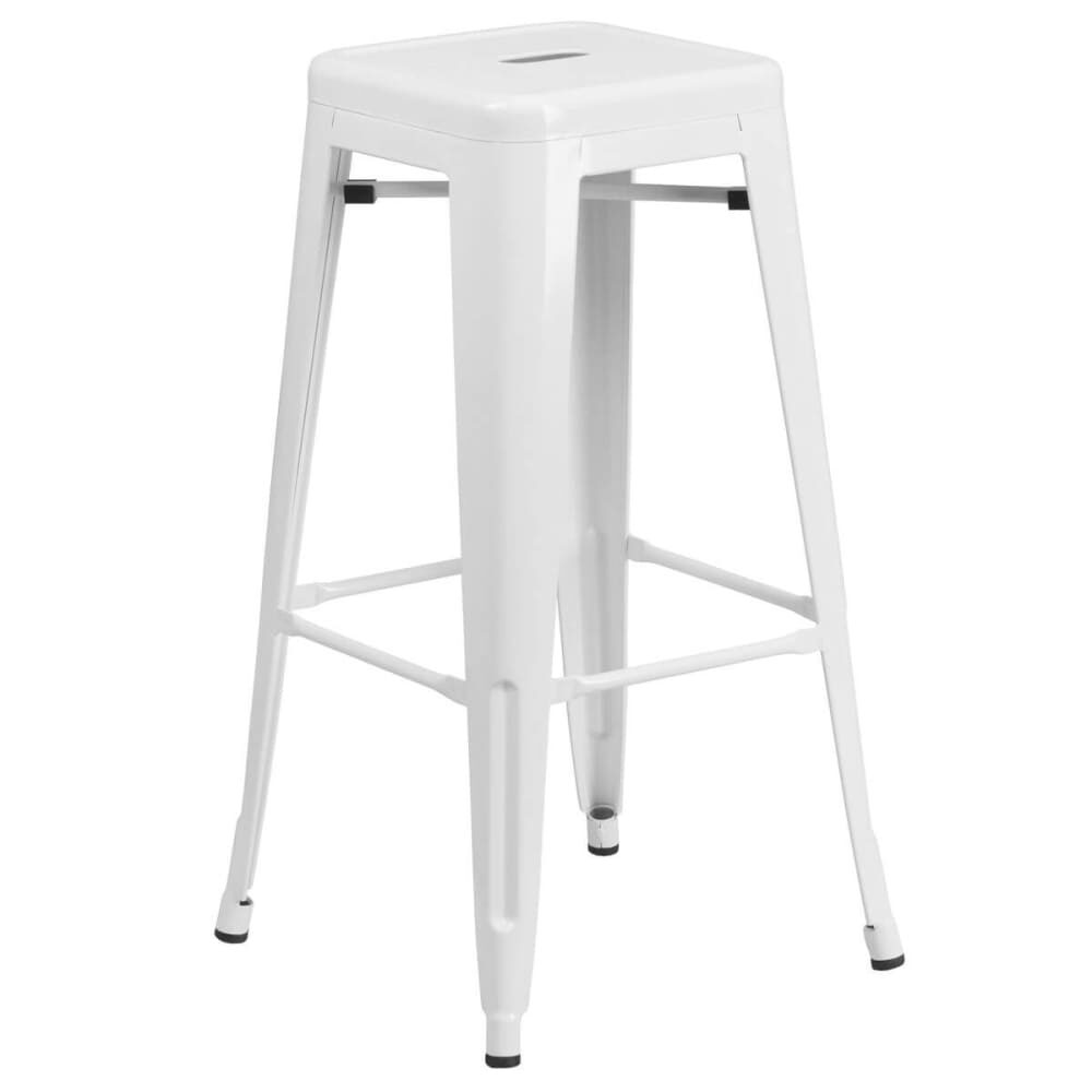 White Bar Stool, Backless Bistro-Style