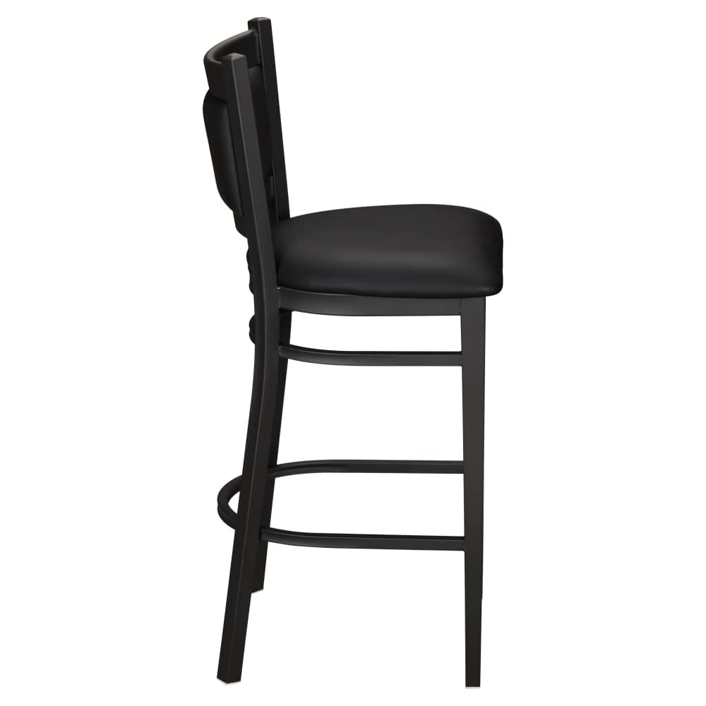 Padded Back Black Vinyl Metal Bar Stool