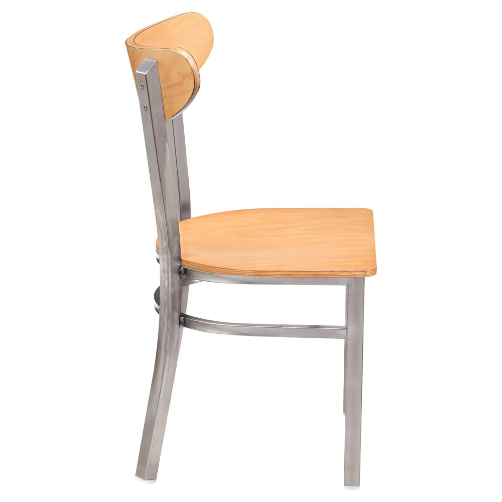 Clear Coat Wood Back Curvy Chair