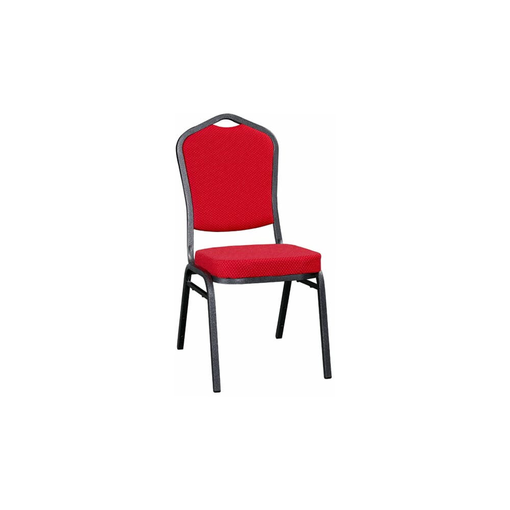 Silver Vein Frame Red Fabric Metal Stack Chair