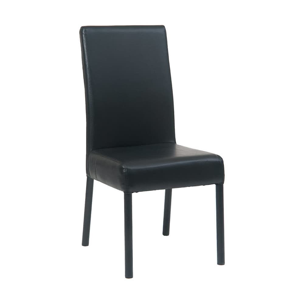 Black Vinyl and Black Finish Metal Parsons Lounge Chair