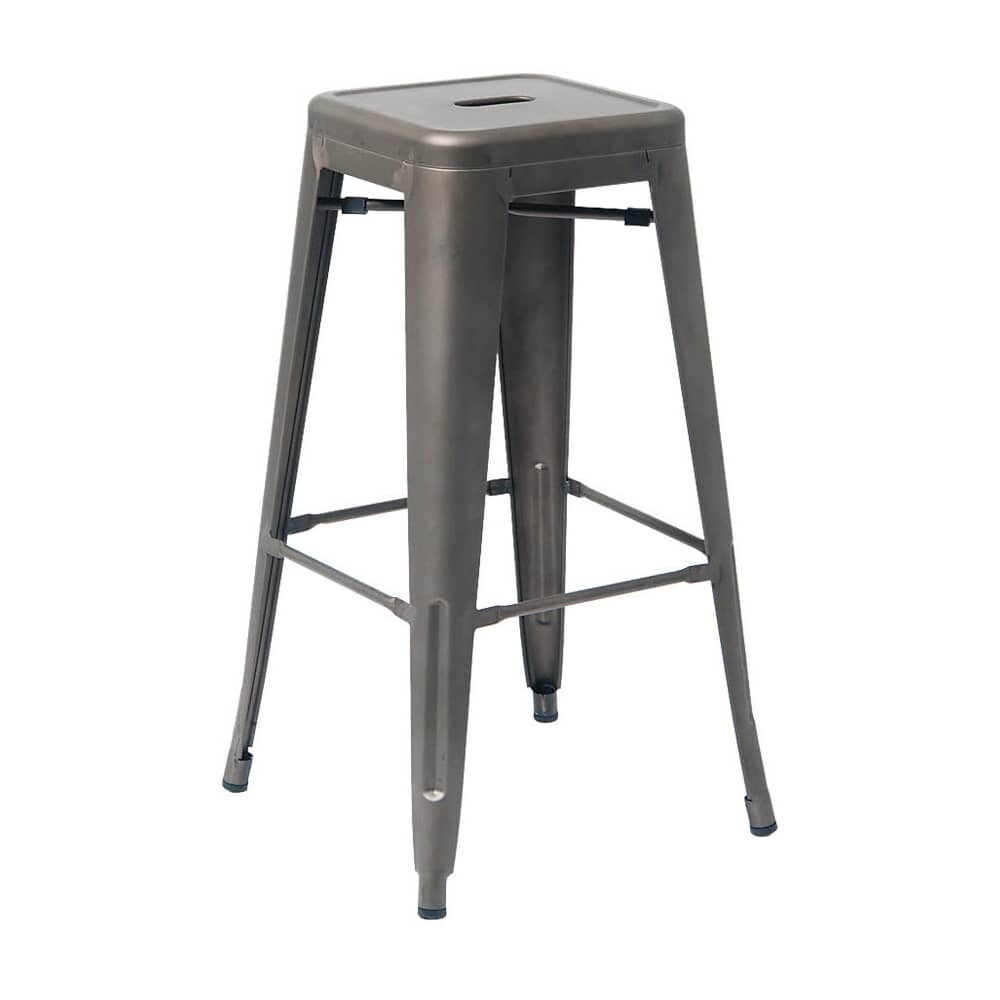Dark Gray Finish Bistro-Style Metal Backless Bar Stool