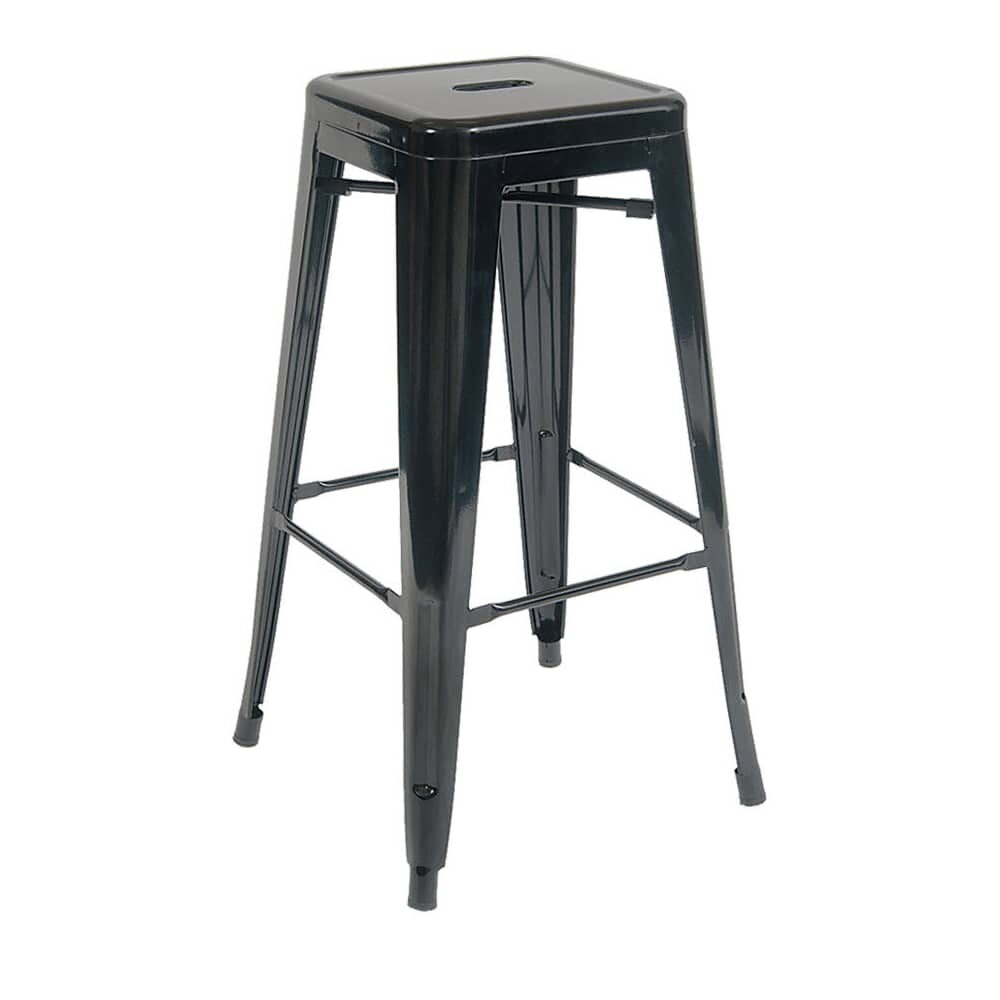 Black Finish Bistro-Style Metal Backless Bar Stool