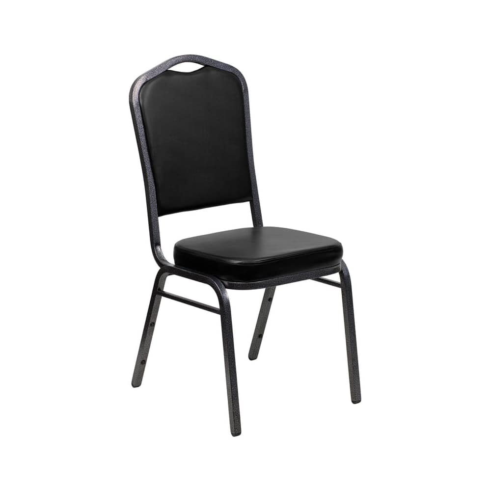 Black Vinyl Silver Vein Metal Stack Chair