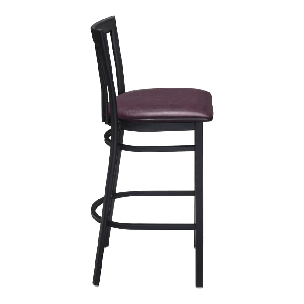 Indoor Elongated Vertical Slat-Back Bar Stool