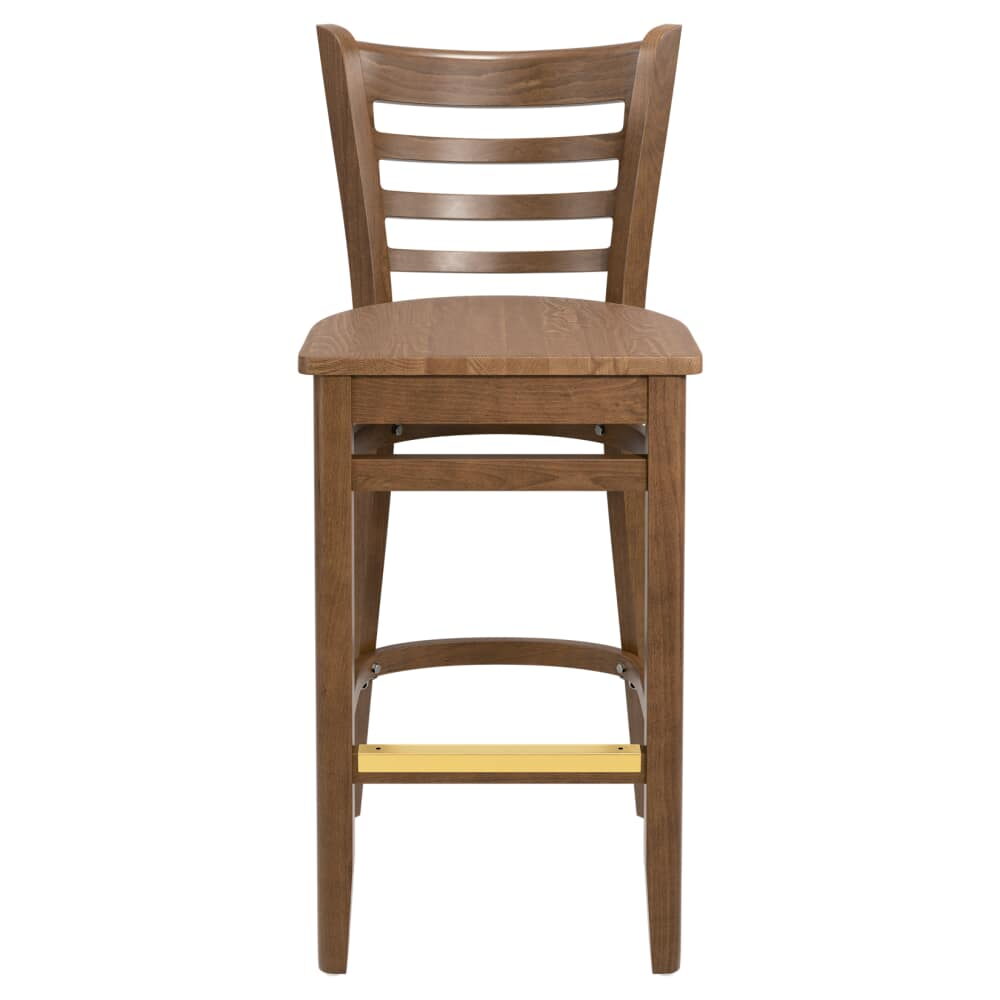 Wood Ladder-Back Bar Stool with Foot Rest