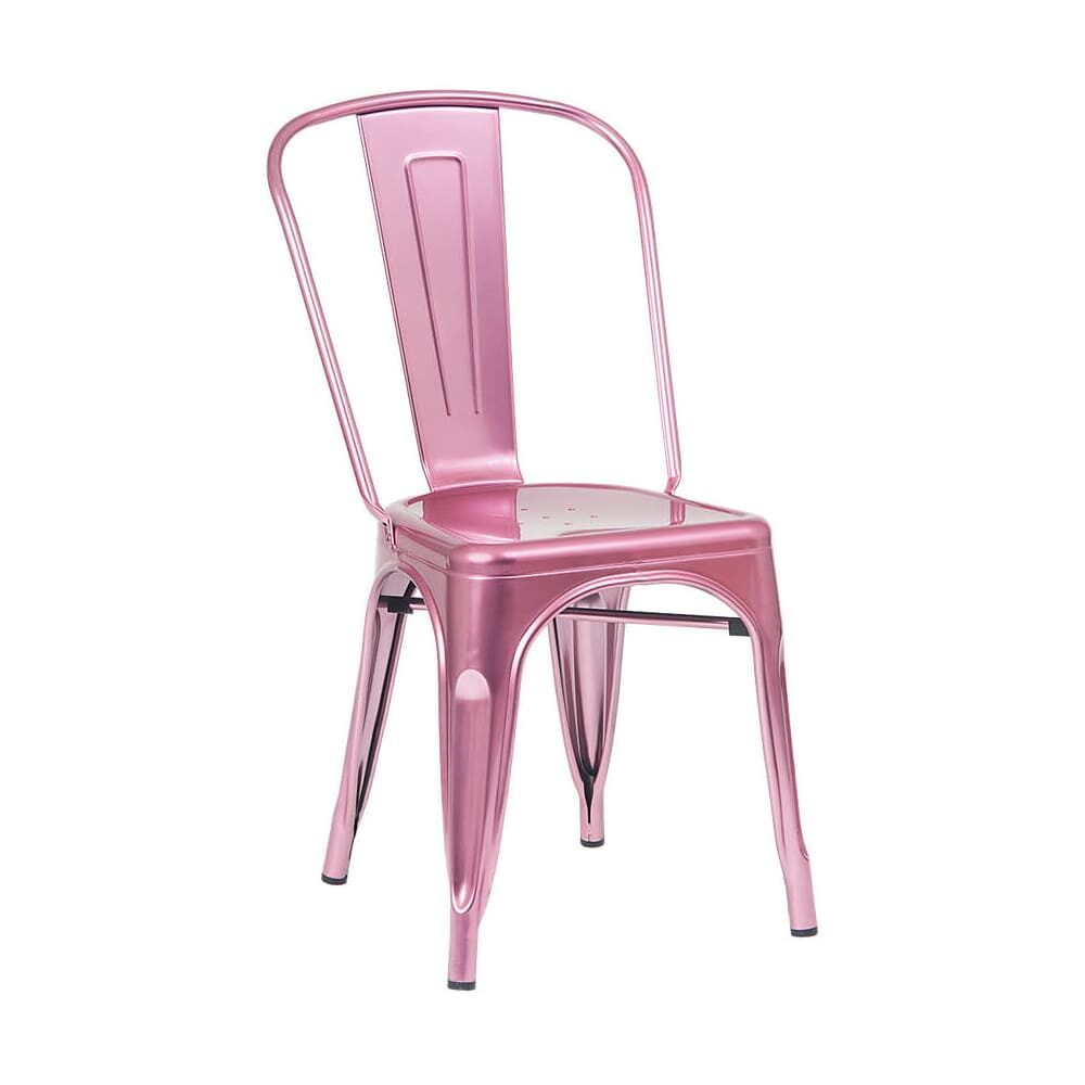 Pink Finish Bistro-Style Metal Chair