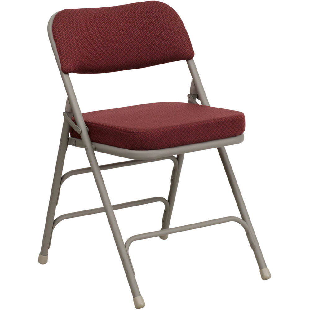 Fabric Seat Curved Triple-Braced Upholstered Metal Folding Chair