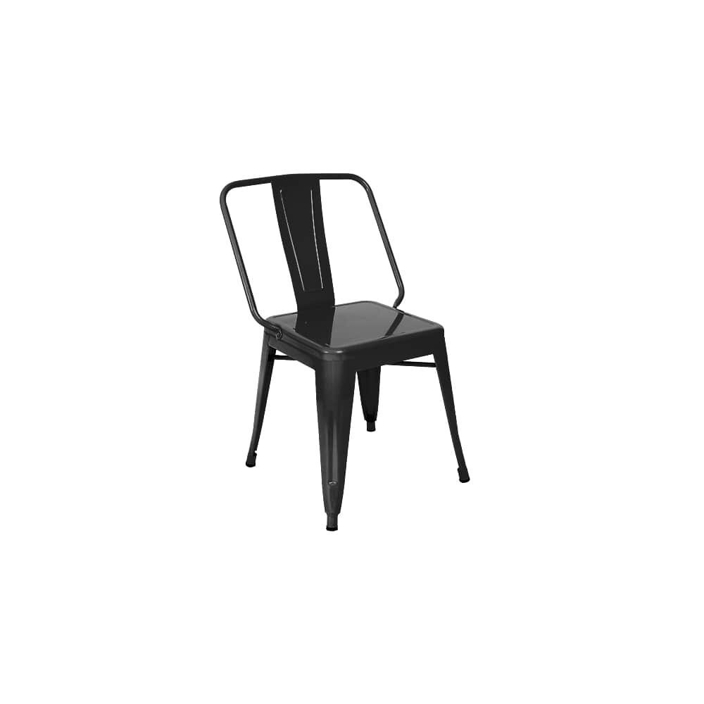 Black Finish Extra Wide Bistro-Style Metal Chair