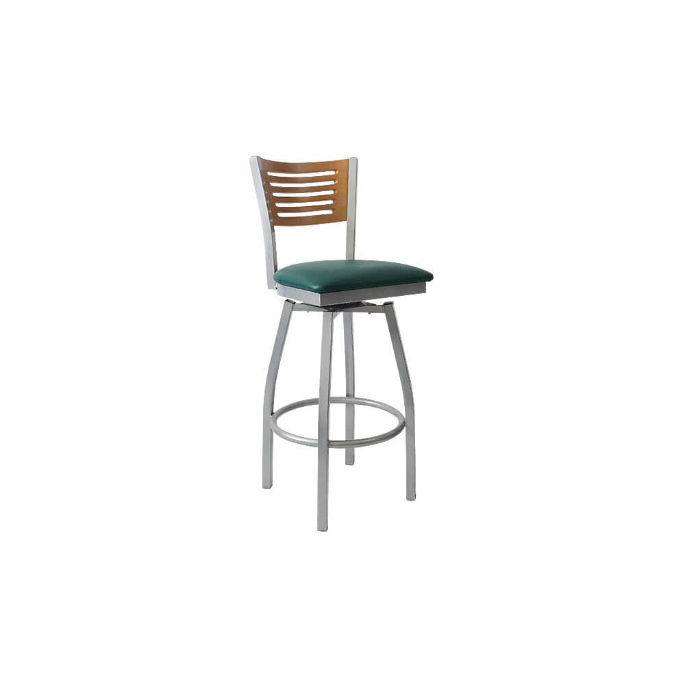 5 Slats Interchangeable Back Silver Swivel Metal Bar Stool