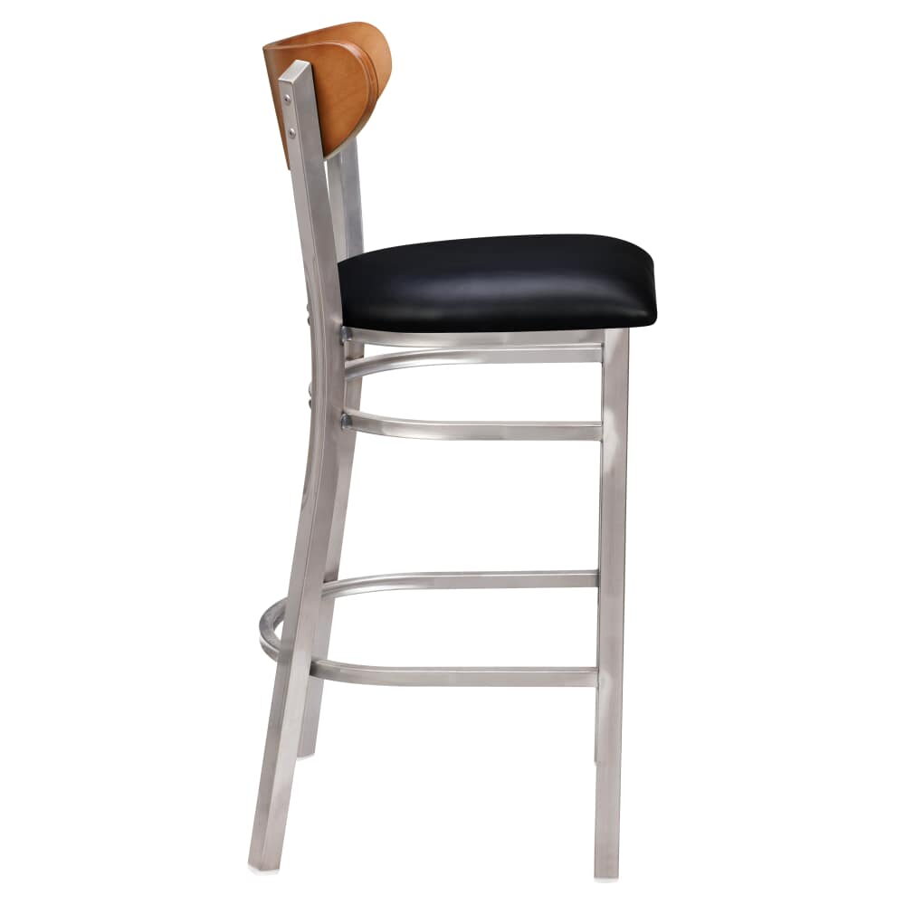 Wood Back Clear Coat Curvy Bar Stool