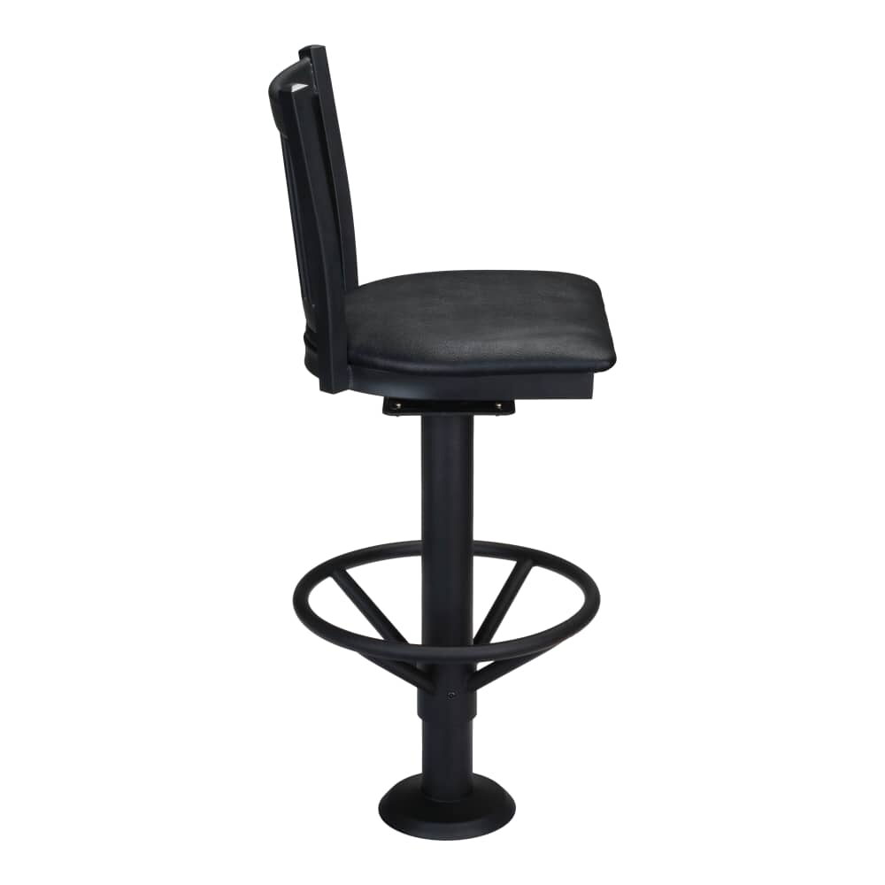 Bolt-Down Vertical Slat Metal Swivel Bar Stool