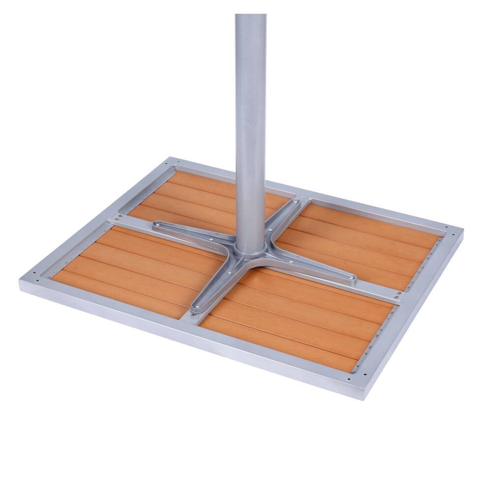 Bar Height Aluminum Patio Table with Faux Teak Top