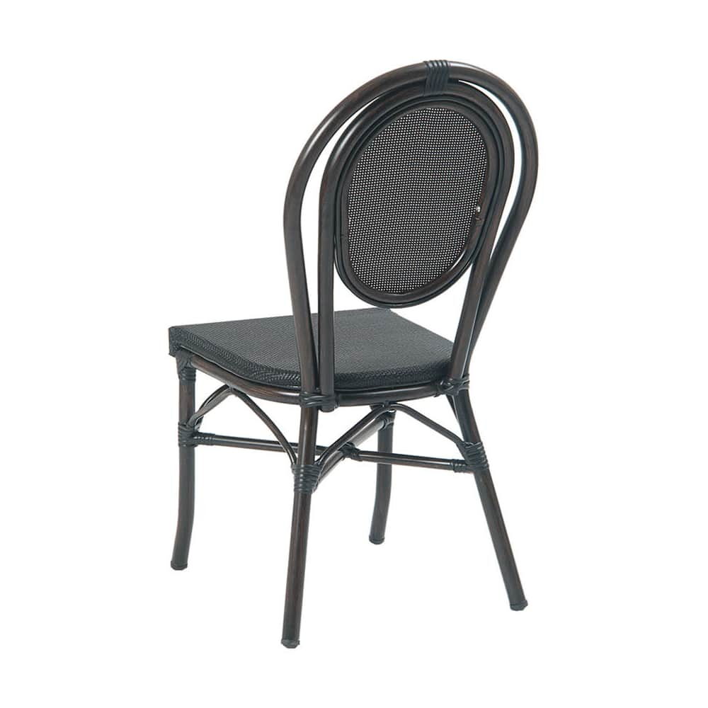Black Rattan Dark Walnut Frame Aluminum Bamboo Patio Chair