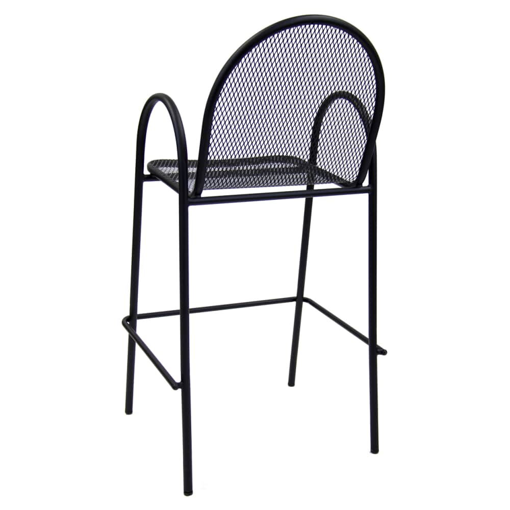 Patio Black Metal Mesh Arm Bar Stool