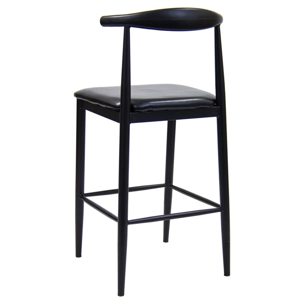 Black Finish Curved Back Metal Bar Stool with Black Vinyl Seat