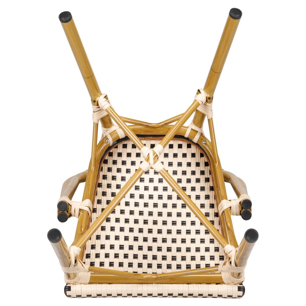 Black and Cream Faux Rattan Aluminum Bamboo Patio Chair