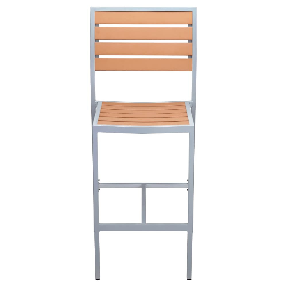 Faux Teak Gray Finish Patio Bar Stool