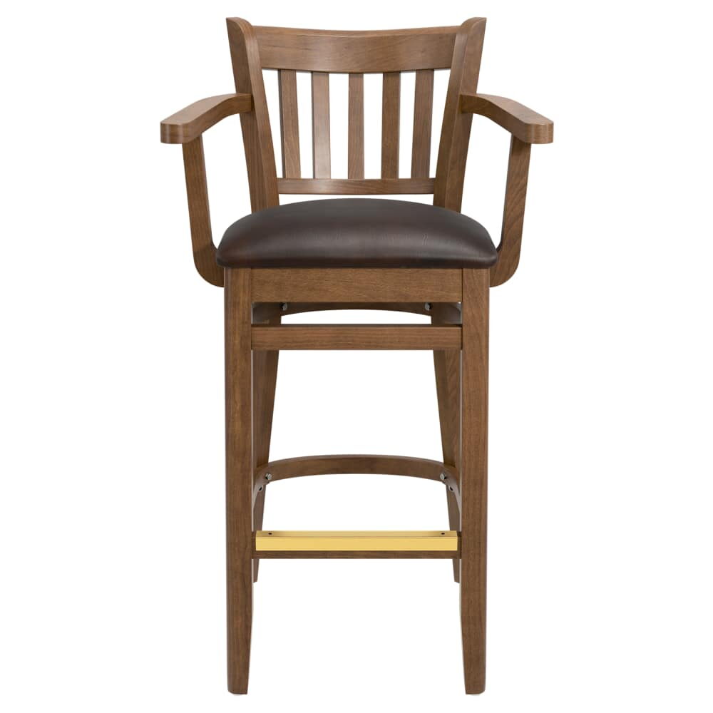 Wood Vertical Slat Bar Stool with Arms