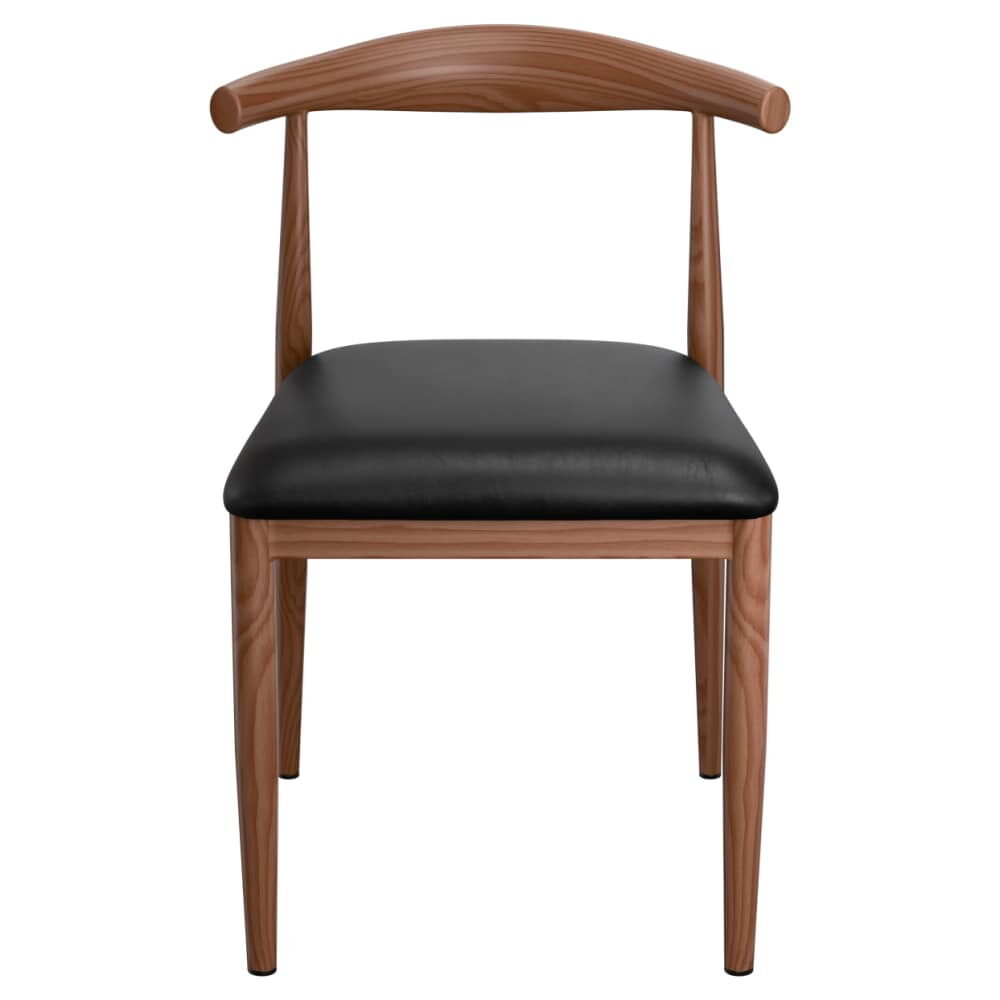 Padded Seat Walnut Finish Wood Grain Metal Chair
