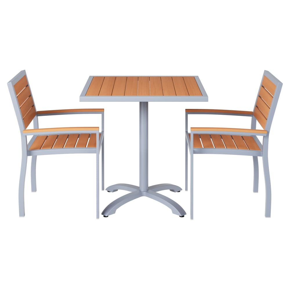 Table with Gray Aluminum Armchairs Set