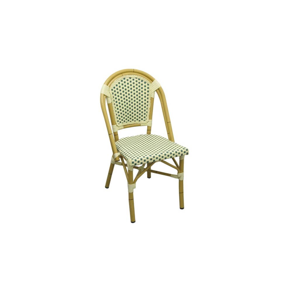 Green and White Rattan Aluminum Bamboo Patio Chair