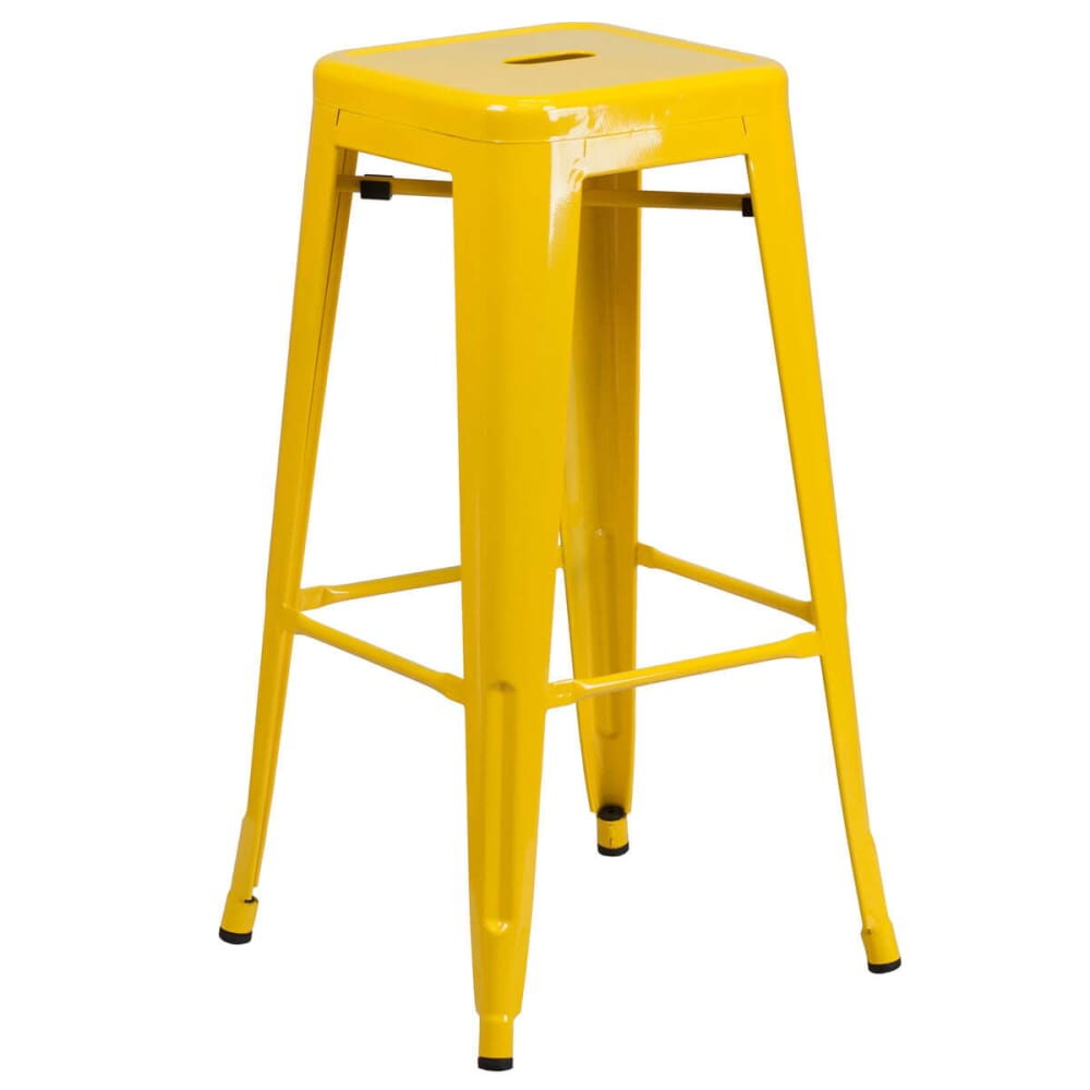 Yellow Bar Stool, Backless Bistro-Style