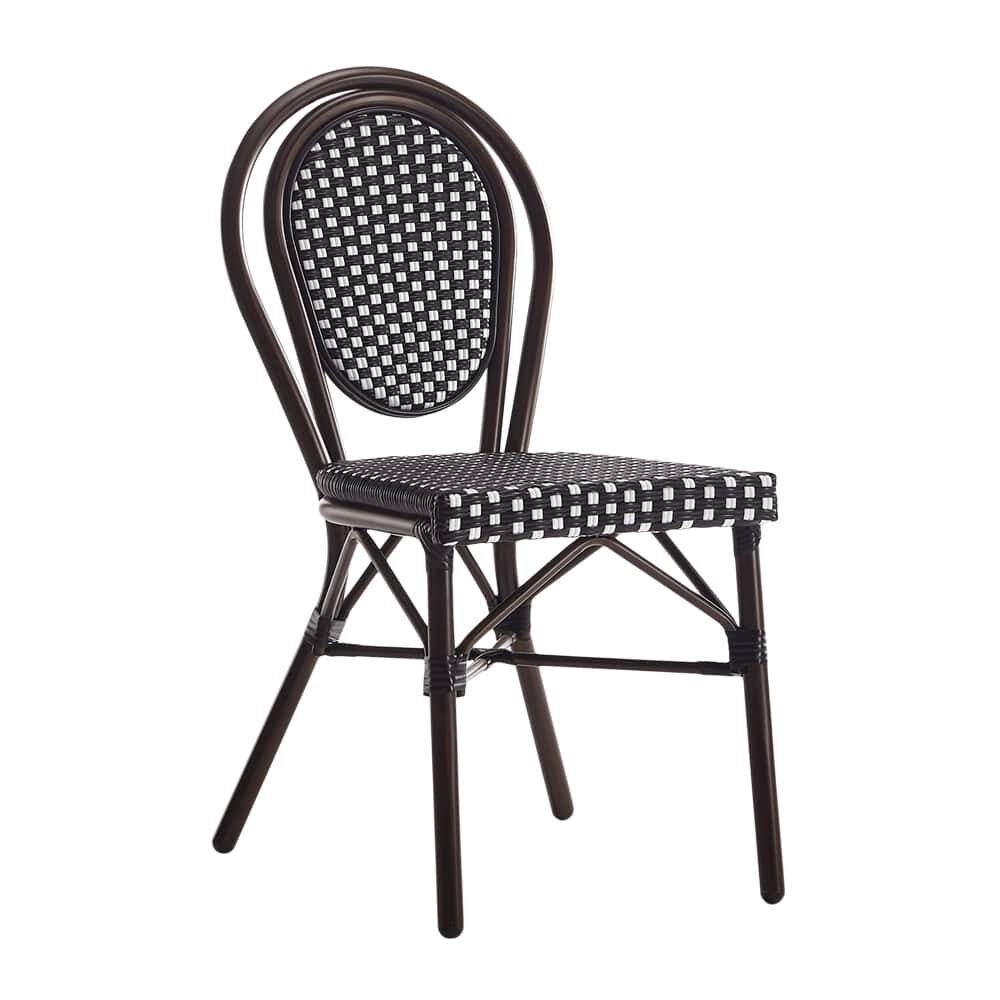Brown Finish Black and White Rattan Patio Chair