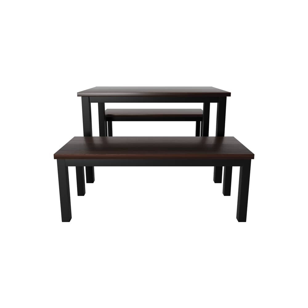 Solid Wood Table and Ottis Set of 2 Benches