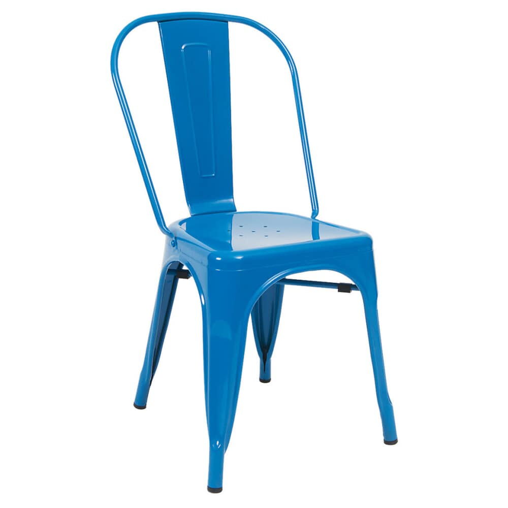 Blue Finish Bistro-Style Metal Chair