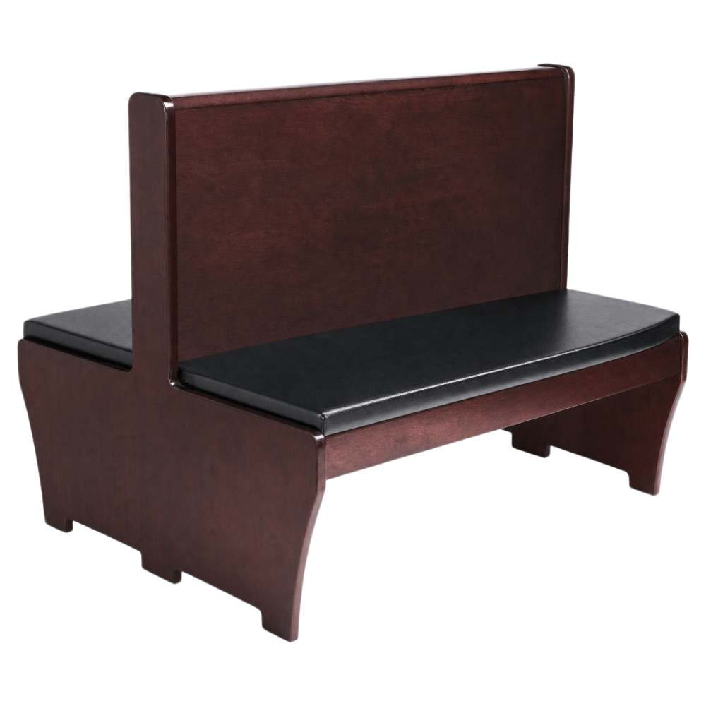 Padded Seat Wood Bench with Wood Back