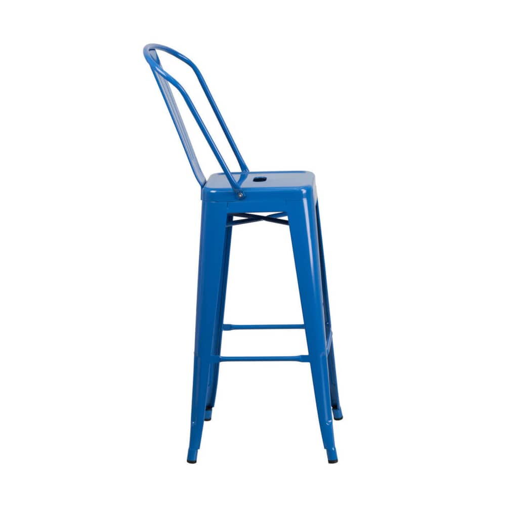 Blue Metal Bistro-Style Bar Stool