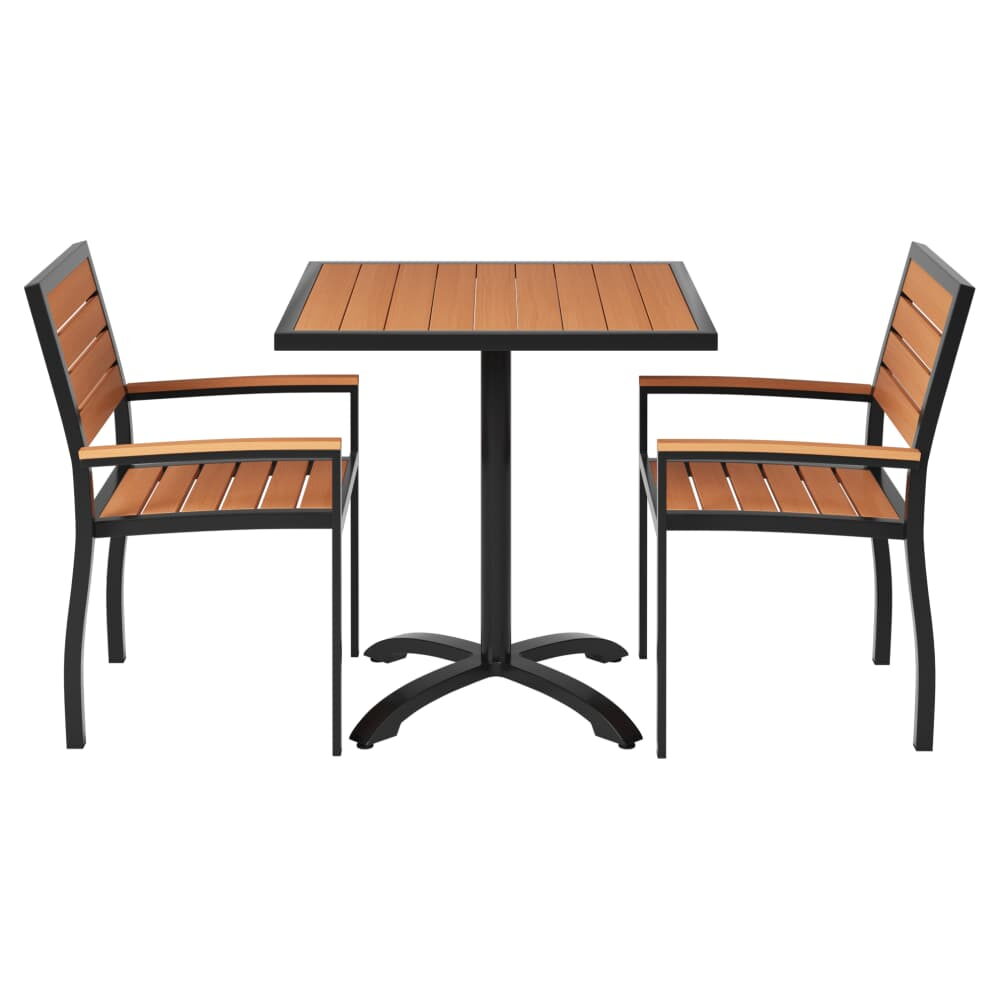 Table with Black Aluminum Armchairs Set