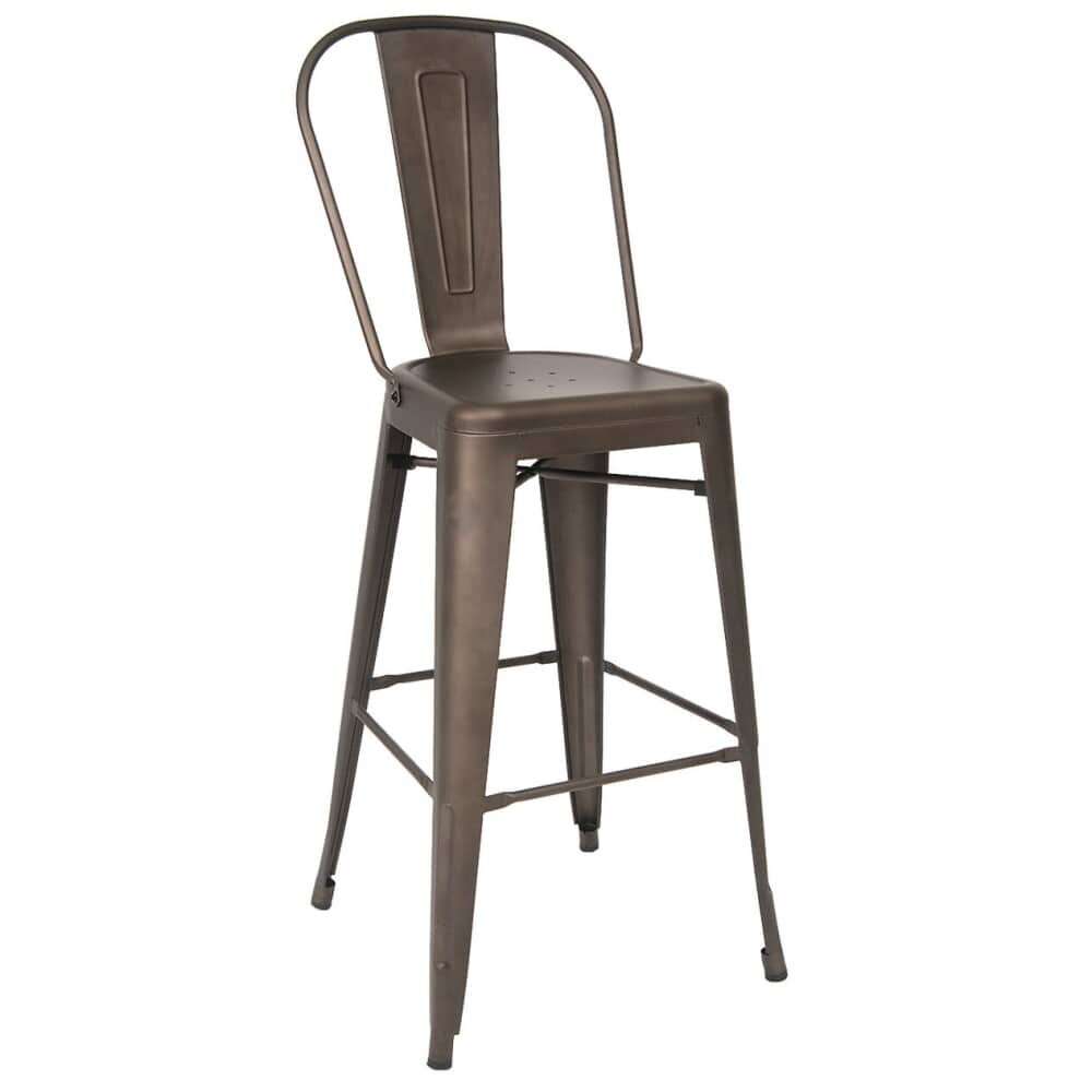 Dark Gray Finish Bistro-Style Metal Bar Stool